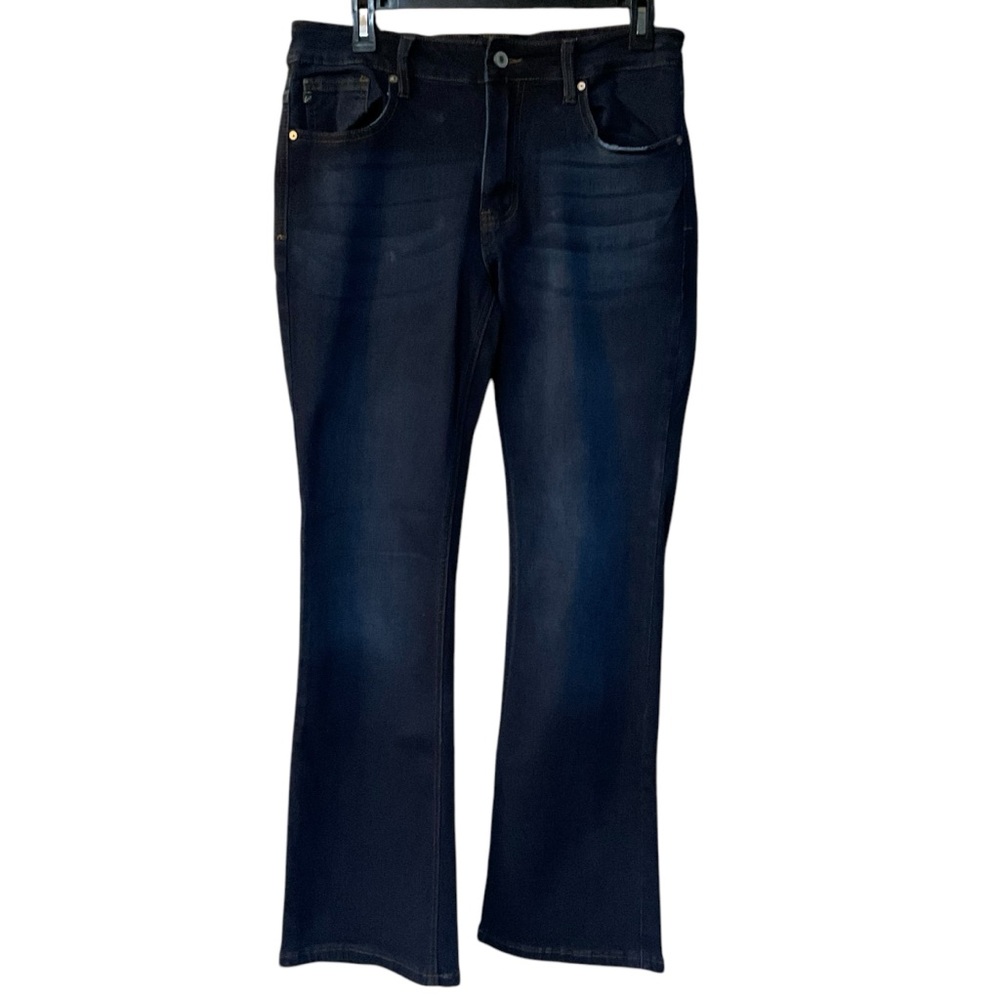 KanCan Women's Stretch Straight Leg Bootcut Dark Blue Jeans Size 30